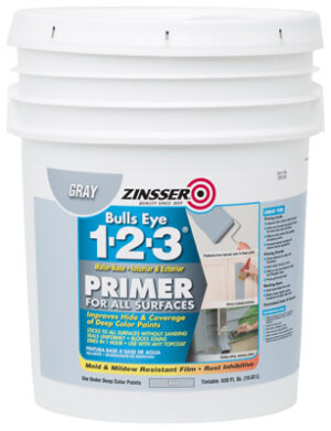 Bulls Eye 1-2-3 Primer, Water-Base, Gray, 5-Gallons