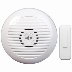 Battery-Operated Doorbell, Strobe + 6 Chimes, White