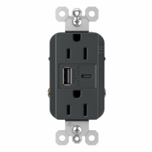 15-Amp Tamper-Resistant Ultra-Fast USB Outlet, Graphite